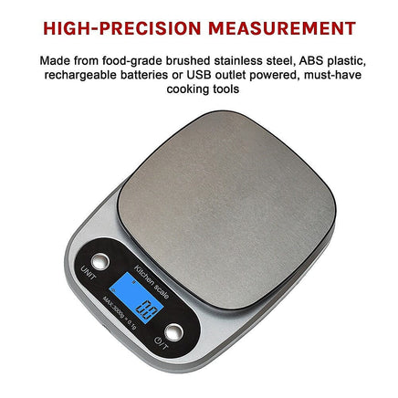 0.1g High Precision Kitchen Scale Rechargable Food Scale Digital 3KG Home & Garden Kings Warehouse