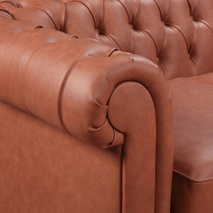 1 Seater 2 Seater 3 Seater Brown Sofa Lounge Set Button Tufted in Faux Leather Furniture Kings Warehouse