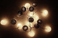 1 Set of 20 LED Black White 5cm Cotton Ball Battery Powered String Lights Xmas Gift Home Wedding Party Bedroom Decoration Outdoor Indoor Table Centrepiece Kings Warehouse