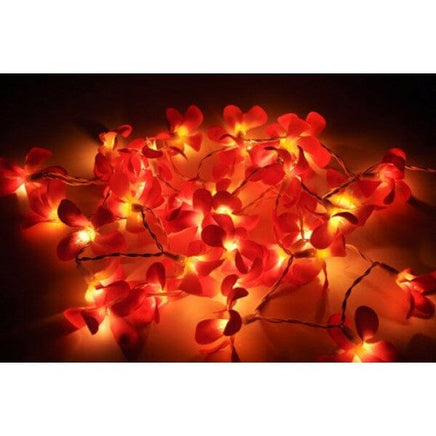 1 Set of 20 LED Deep Red Frangipani Flower Battery String Lights Christmas Gift Home Wedding Party Decoration Outdoor Table Garland Wreath Kings Warehouse