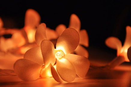 1 Set of 20 LED Orange Frangipani Flower Battery String Lights Christmas Gift Home Wedding Party Decoration Outdoor Table Garland Wreath Kings Warehouse