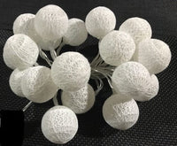 1 Set of 20 LED White 5cm Cotton Ball Battery Powered String Lights Christmas Gift Home Wedding Party Bedroom Decoration Outdoor Indoor Table Centrepiece Kings Warehouse
