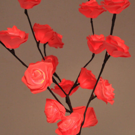 1 Set of 50cm H 20 LED Red Rose Tree Branch Stem Fairy Light Wedding Event Party Function Table Vase Centrepiece Decoration Kings Warehouse
