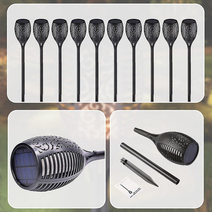 10 Pack Solar Torch Lights 96 LED Flickering Lighting Dancing Flame Garden Lamp Home & Garden Kings Warehouse