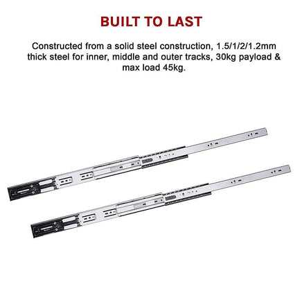 10 Pairs of 500mm Soft Close Full Extension Ball Bearing Drawer Runner Kings Warehouse