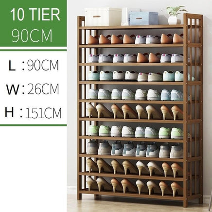 10 Tier Tower Bamboo Wooden Shoe Rack Corner Shelf Stand Storage Organizer Furniture Kings Warehouse