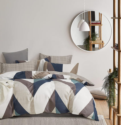 100% Cotton Oliver Reversible Printed Quilt Cover Set - King Size Home & Garden Kings Warehouse