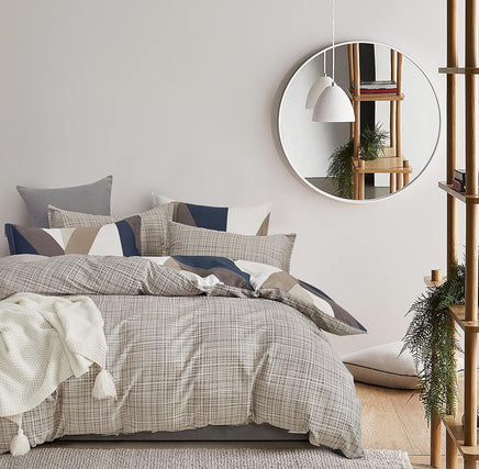 100% Cotton Oliver Reversible Printed Quilt Cover Set - Queen Size Home & Garden Kings Warehouse