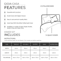 100% Premium Brushed Microfibre Tufted (3 Pcs) Quilt Cover Set - White - Queen Size Home & Garden Kings Warehouse