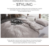 100% Premium Brushed Microfibre Tufted (3Pcs) Quilt Cover Set - Beige - King Size Home & Garden Kings Warehouse