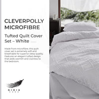 100% Premium Brushed Microfibre Tufted (3Pcs) Quilt Cover Set - White - King Size Home & Garden Kings Warehouse