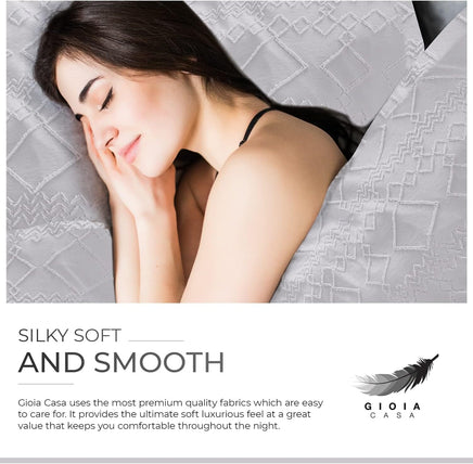 100% Premium Brushed Microfibre Tufted (3Pcs) Quilt Cover Set - White - King Size Home & Garden Kings Warehouse