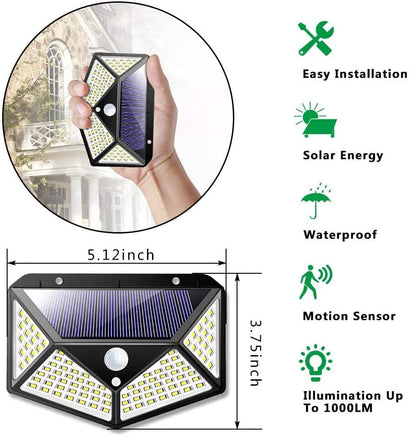 100 Waterproof LED Motion Sensor Solar Security Lights Outdoor (2pack) Kings Warehouse