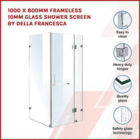 1000 x 800mm Frameless 10mm Glass Shower Screen By Della Francesca Kings Warehouse 