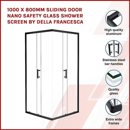 1000 x 800mm Sliding Door Nano Safety Glass Shower Screen By Della Francesca Furniture Kings Warehouse