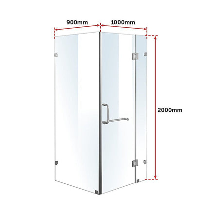 1000 x 900mm Frameless 10mm Glass Shower Screen By Della Francesca Kings Warehouse