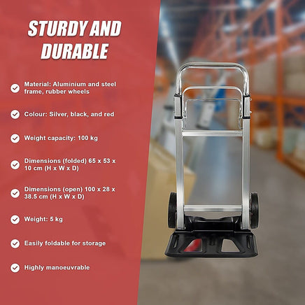 100kg Trolley Folding Hand Truck Sack Barrow Tools Kings Warehouse