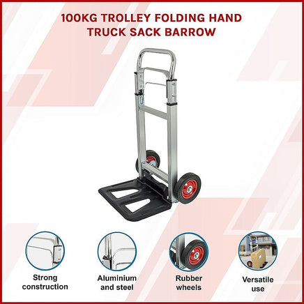 100kg Trolley Folding Hand Truck Sack Barrow Tools Kings Warehouse