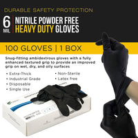 100x Nitrile Black Industrial Mechanic Tattoo Food Disposable Gloves Large Kings Warehouse