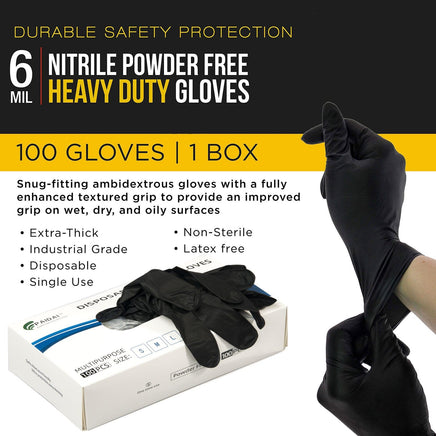 100x Nitrile Black Industrial Mechanic Tattoo Food Disposable Gloves Large Kings Warehouse