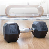 10KG Commercial Rubber Hex Dumbbell Gym Weight Sports & Fitness Kings Warehouse