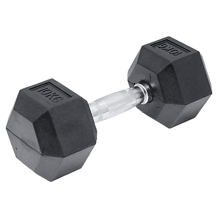 10KG Commercial Rubber Hex Dumbbell Gym Weight Sports & Fitness Kings Warehouse