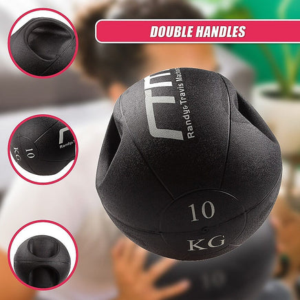 10kg Double-Handled Rubber Medicine Core Ball Sports & Fitness Kings Warehouse