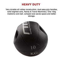 10kg Double-Handled Rubber Medicine Core Ball Sports & Fitness Kings Warehouse
