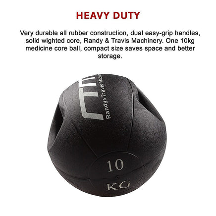 10kg Double-Handled Rubber Medicine Core Ball Sports & Fitness Kings Warehouse