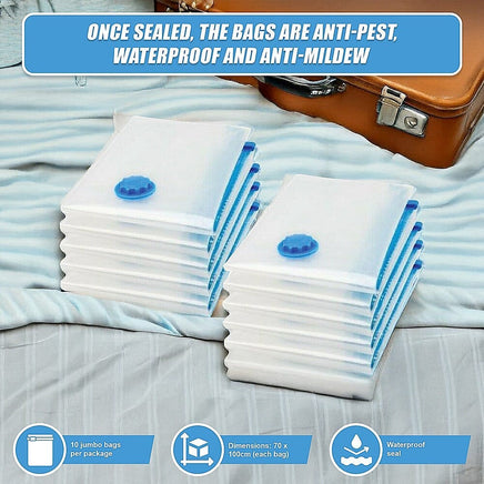 10X Jumbo Vacuum Storage Bags – Space Saver Seal Bags for Clothes, Bedding, Blankets & Travel Organisation Home & Garden Kings Warehouse