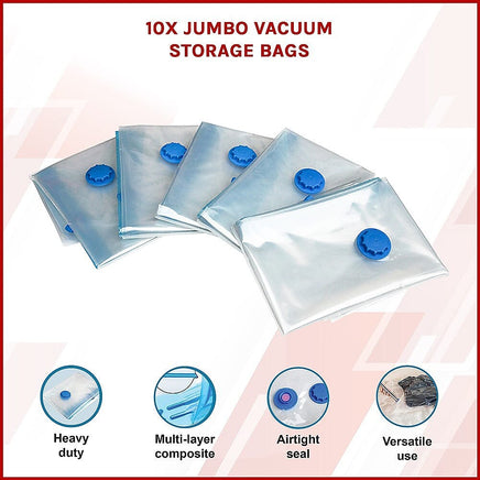 10X Jumbo Vacuum Storage Bags – Space Saver Seal Bags for Clothes, Bedding, Blankets & Travel Organisation Home & Garden Kings Warehouse