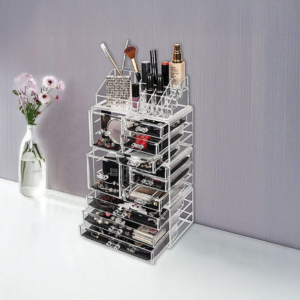 11 Drawers Clear Acrylic Tower Organiser Cosmetic jewellery Luxury Storage Cabinet Health & Beauty Kings Warehouse