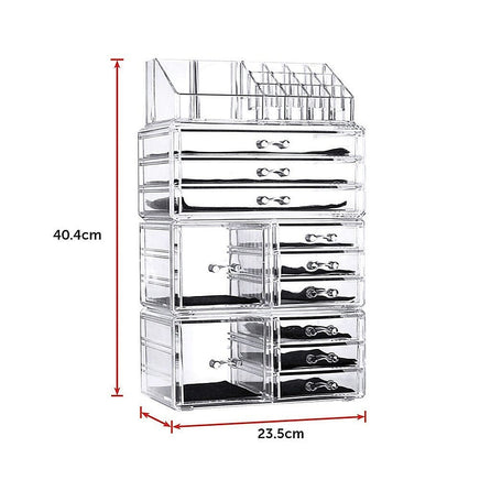 11 Drawers Clear Acrylic Tower Organiser Cosmetic jewellery Luxury Storage Cabinet Health & Beauty Kings Warehouse