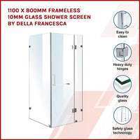 1100 x 800mm Frameless 10mm Glass Shower Screen By Della Francesca Kings Warehouse