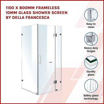 1100 x 800mm Frameless 10mm Glass Shower Screen By Della Francesca Kings Warehouse