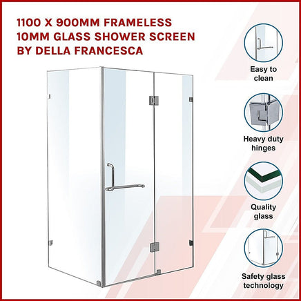 1100 x 900mm Frameless 10mm Glass Shower Screen By Della Francesca Kings Warehouse
