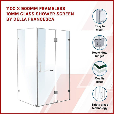 1100 x 900mm Frameless 10mm Glass Shower Screen By Della Francesca Kings Warehouse