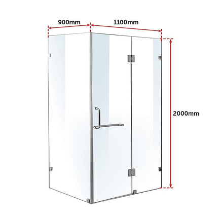1100 x 900mm Frameless 10mm Glass Shower Screen By Della Francesca Kings Warehouse