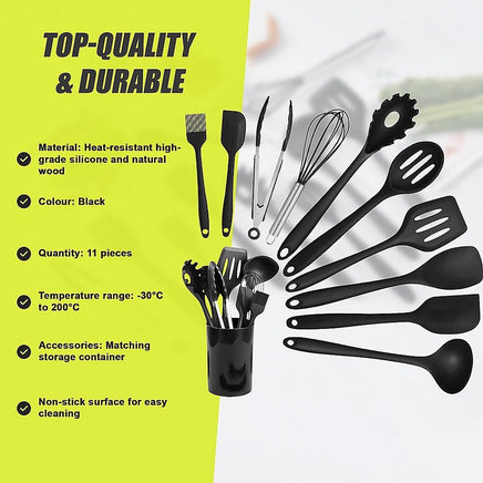 11pcs Kitchen Utensil Set Silicone Heat-Resistant Non-Stick Kitchen Utensils kit Home & Garden Kings Warehouse