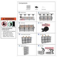 12 Cube Wire Grid Organiser Bookcase Storage Cabinet Wardrobe Closet White Furniture Kings Warehouse