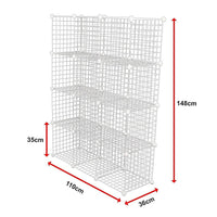 12 Cube Wire Grid Organiser Bookcase Storage Cabinet Wardrobe Closet White Furniture Kings Warehouse