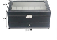 12 Slot PU Leather Lockable Watch and Jewelry Storage Boxes (Black) Kings Warehouse
