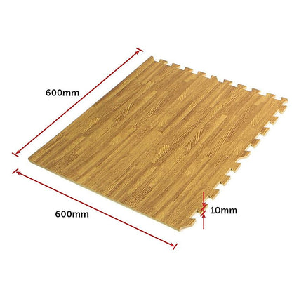 12 Tiles EVA Fitness Home Yoga Gym Interlocking Floor Puzzle Mat - Wood Colour Sports & Fitness Kings Warehouse