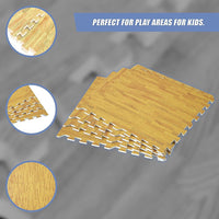 12 Tiles EVA Fitness Home Yoga Gym Interlocking Floor Puzzle Mat - Wood Colour Sports & Fitness Kings Warehouse