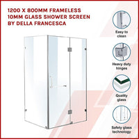 1200 x 800mm Frameless 10mm Glass Shower Screen By Della Francesca Kings Warehouse