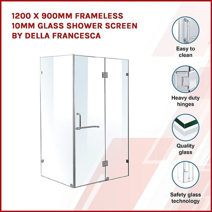 1200 x 900mm Frameless 10mm Glass Shower Screen By Della Francesca Kings Warehouse
