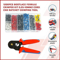 1200Pcs Bootlace Ferrule Crimper kit 0.25-10mm2 Cord End Ratchet Crimping Tool Tools Kings Warehouse