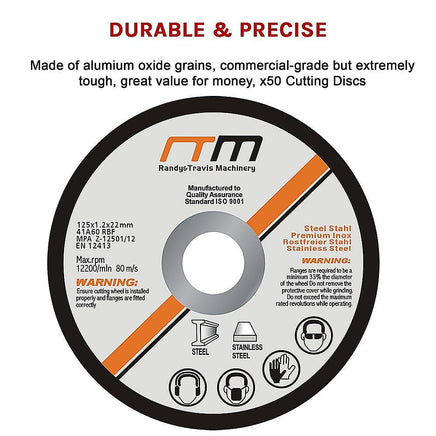 125mm 5" Cutting Disc Wheel for Angle Grinder x50 Tools Kings Warehouse