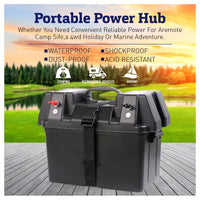 12V 100AH Deep Cycle Battery Box Portable Power Storage Marine Solar USB Camping Outdoor Recreation Kings Warehouse