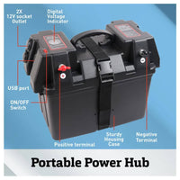12V 100AH Deep Cycle Battery Box Portable Power Storage Marine Solar USB Camping Outdoor Recreation Kings Warehouse
